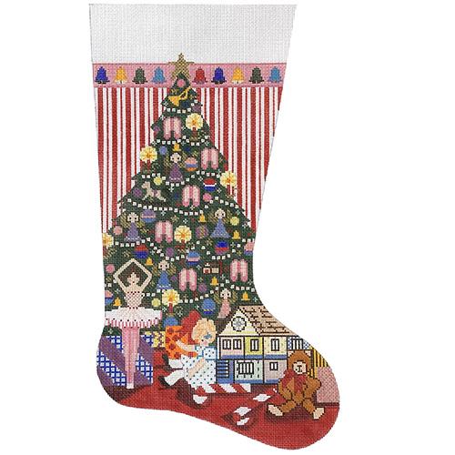 Christmas Morning Stocking Painted Canvas Alice Peterson Company - 1