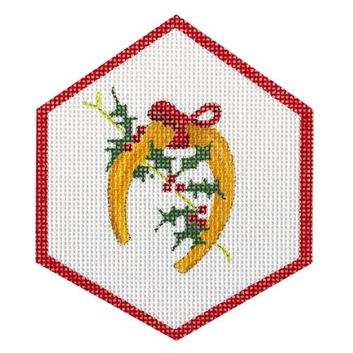 Christmas Ornament Horseshoe Painted Canvas Kate Dickerson Needlepoint Collections - 1
