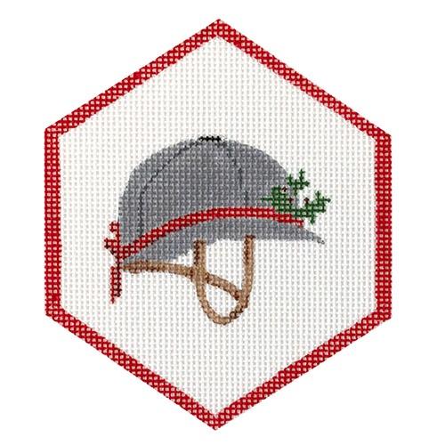 Christmas Ornament   Riding Helmet Painted Canvas Kate Dickerson Needlepoint Collections