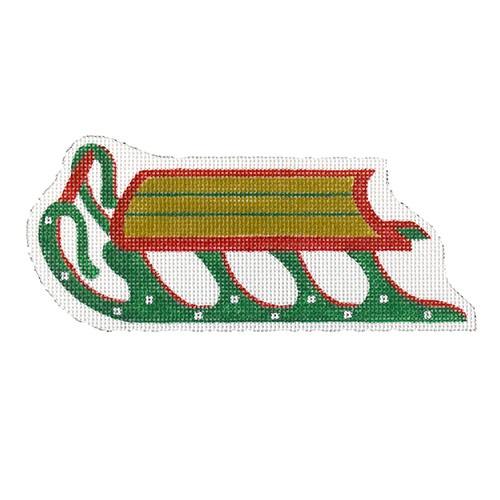 Christmas Ornament Victorian Sled Painted Canvas Kate Dickerson Needlepoint Collections - 1