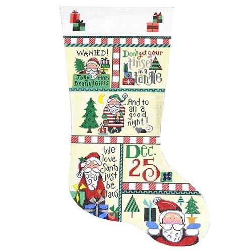 Christmas Patchwork Stocking (Patti Mann) Painted Canvas Patti Mann - 1