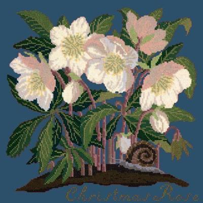 Christmas Rose Needlepoint Kit Kits Elizabeth Bradley Design Dark Blue