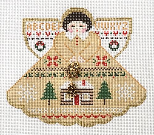 Christmas Sampler Angel Painted Canvas Painted Pony Designs - 1