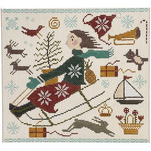 Christmas Sled Joy Ride Painted Canvas Ewe & Eye - 1