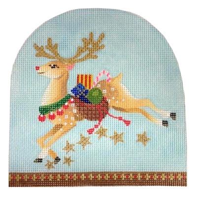 Christmas Snowdome Prancer Painted Canvas Kirk & Bradley - 1