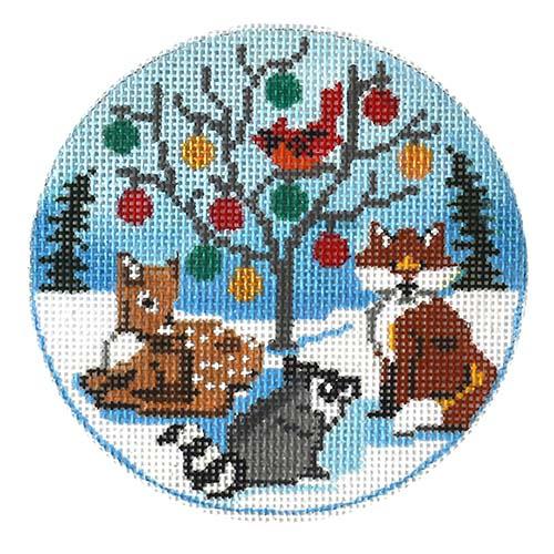Christmas Tree and Animals Painted Canvas Alice Peterson Company - 1