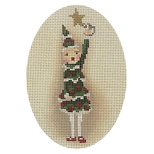 Christmas Tree Polar Girl Painted Canvas CBK Needlepoint Collections - 1