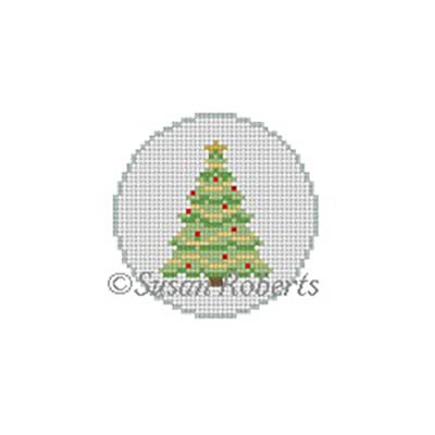 Christmas Tree Round Painted Canvas Susan Roberts Needlepoint Designs Inc.