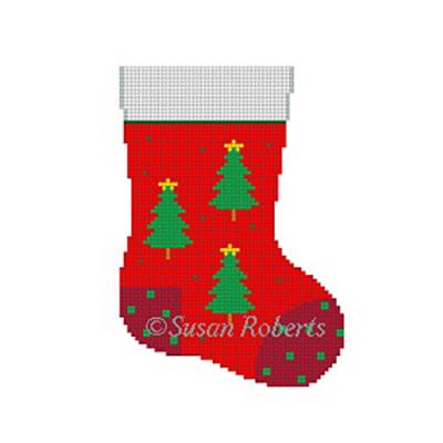 Christmas Trees Mini Sock Painted Canvas Susan Roberts Needlepoint Designs Inc.