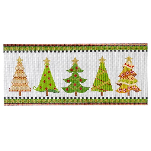 Christmas Trees with Border Painted Canvas NeedleDeeva - 1