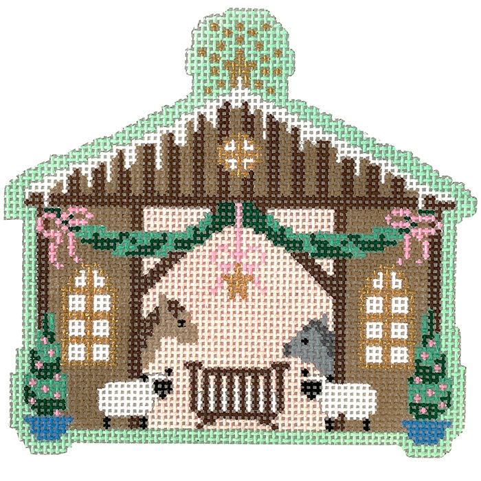 Christmas Village Manger Painted Canvas Le Point Studio