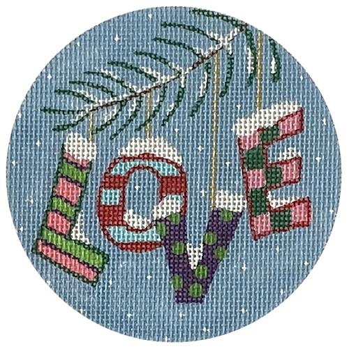 Christmas Words Love in Pinks Painted Canvas PLD Designs - 1
