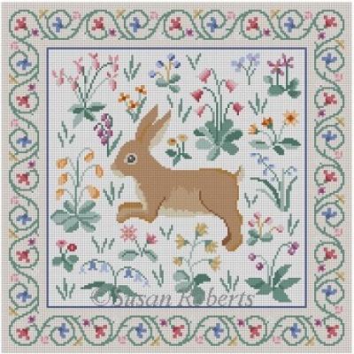 Cluny Rabbit Painted Canvas Susan Roberts Needlepoint Designs Inc.