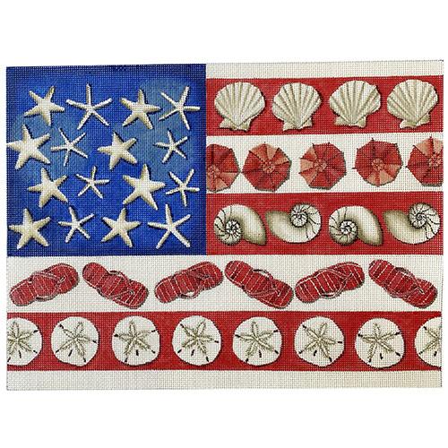 Coastal American Flag Painted canvas All About Stitching/The Collection Design