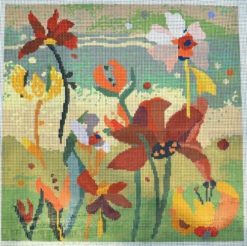 Collage Bouquet Gold Painted Canvas Birds of a Feather - 1