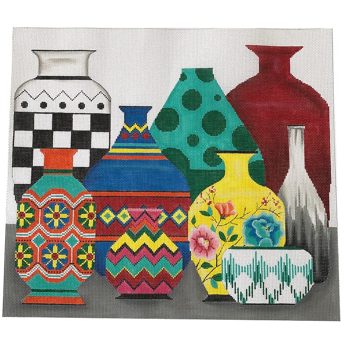 Colorful Pots Painted Canvas Alice Peterson Company