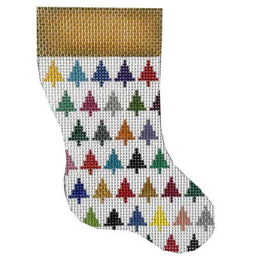 Colorful Trees Mini Stocking Painted Canvas Patti Mann - 1