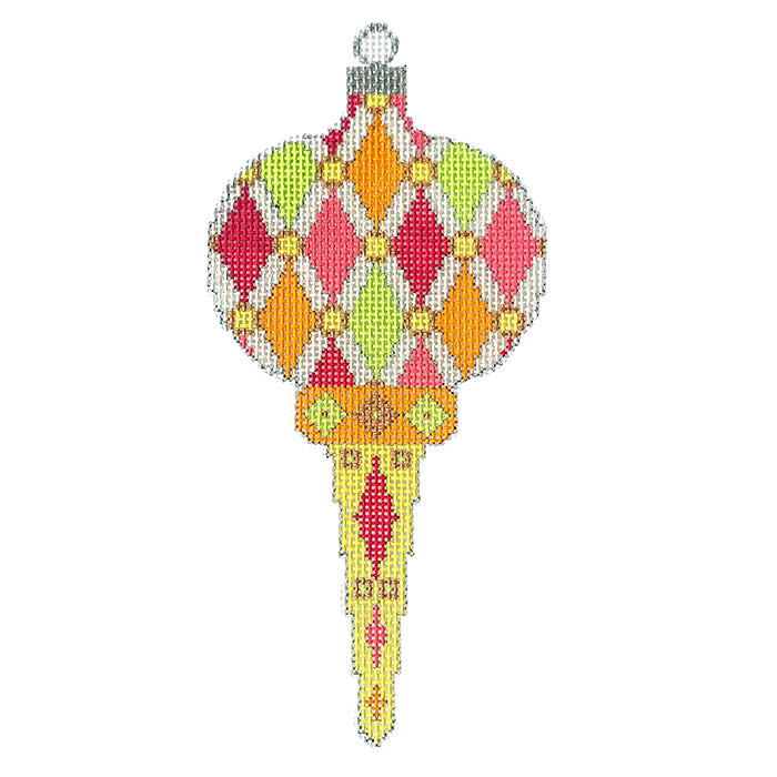 Colors of Christmas Ornament Tropical Finial Painted Canvas Eye Candy Needleart - 1