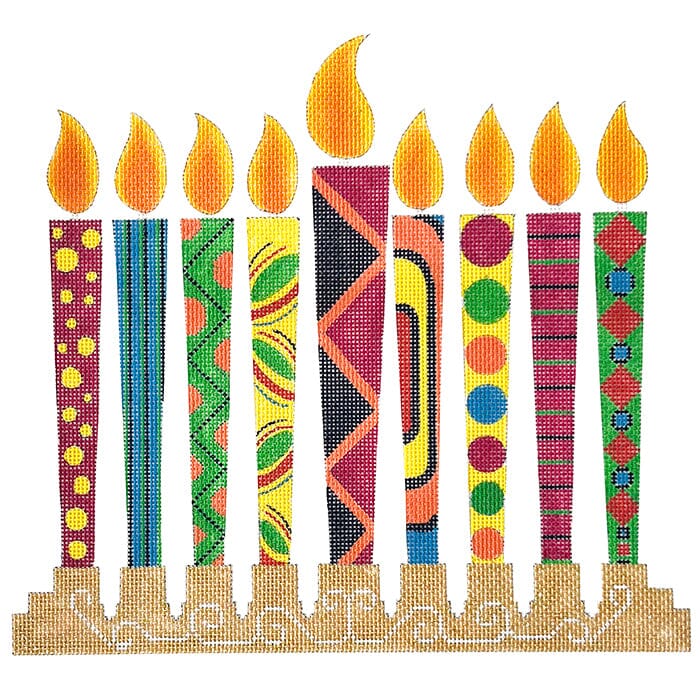 Colors of Hanukkah Menorah Painted Canvas Alice Peterson Company