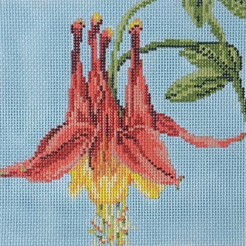 Columbine on 13 Painted Canvas Needle Crossings - 1