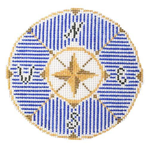 Compass in Blue Painted Canvas The Plum Stitchery - 1