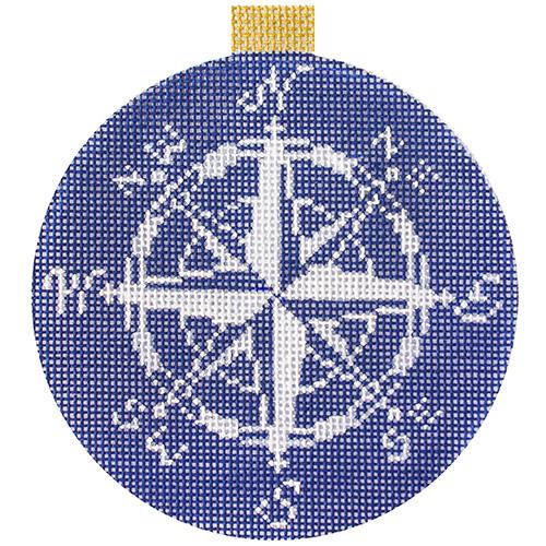 Compass Rose Ornament Navy Painted Canvas Kirk & Bradley - 1