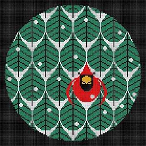 Coniferous Cardinal on 13 Painted Canvas Charley Harper
