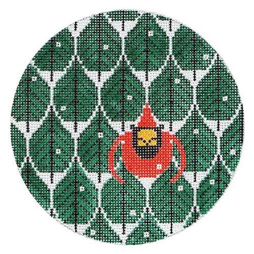 Coniferous Cardinal Ornament Painted Canvas Charley Harper - 1