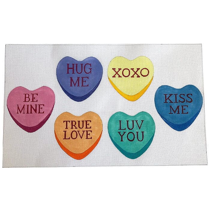 Conversation Hearts Pillow Painted Canvas All About Stitching/The Collection Design