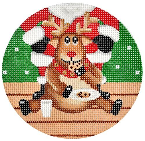 Cookie Eating Reindeer Painted Canvas Pepperberry Designs - 1