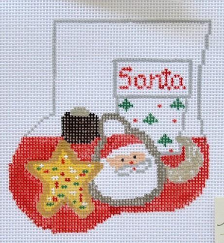 Cookies & Milk Mini Sock with Star Cookie Insert Painted Canvas Kathy Schenkel Designs - 1