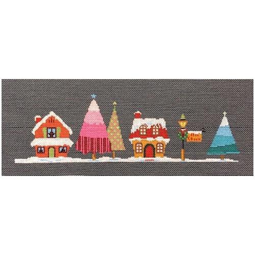 Coral House Pink Tree with Stitch Guide Painted Canvas A Stitch in Time