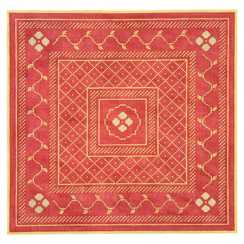 Coral Red and Butter 18 mesh Painted Canvas Whimsy & Grace - 1