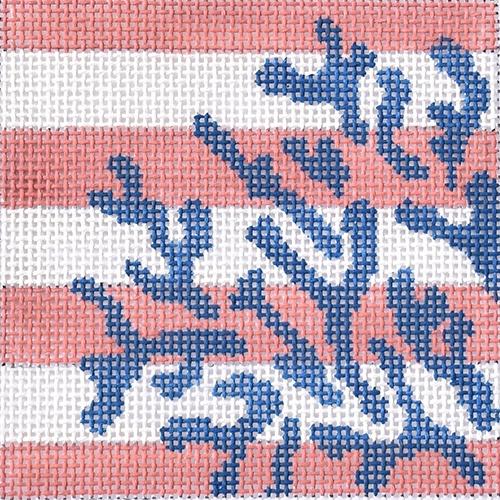 Coral Stencil Insert Painted Canvas Two Sisters Needlepoint - 1