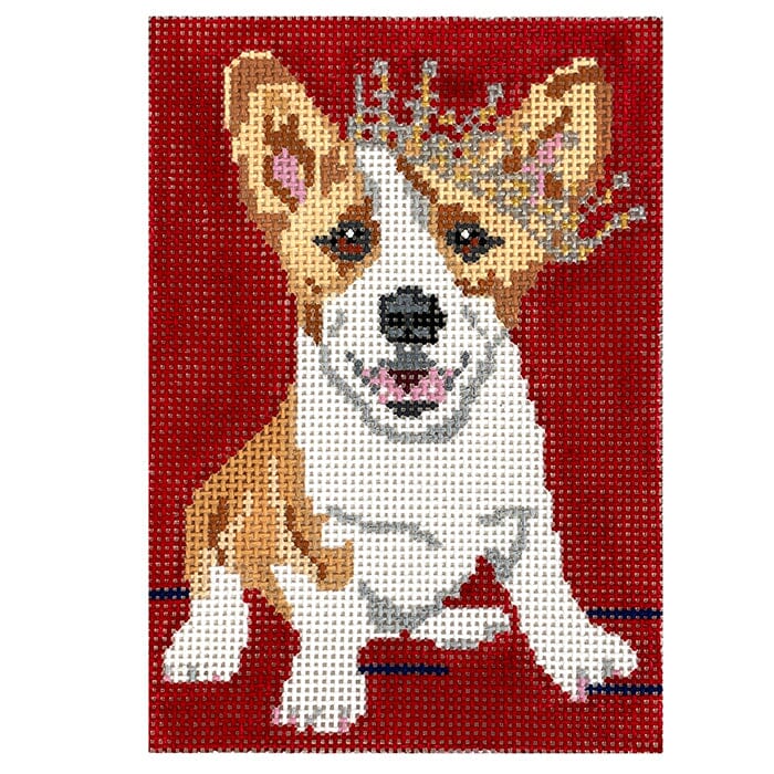 Corgi Queen on 18 London Series Painted Canvas Blue Ridge Stitchery - 1