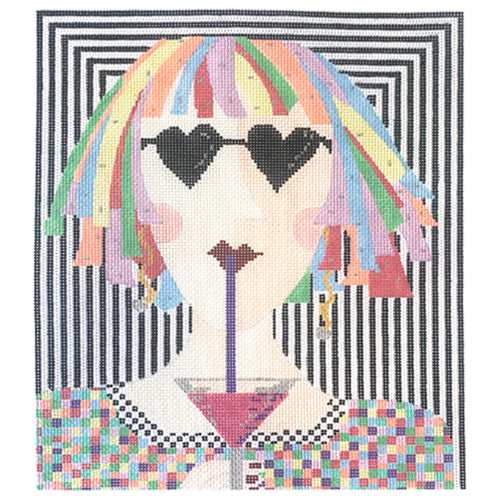 Cosmo Sipping Chic Painted Canvas All About Stitching/The Collection Design - 1