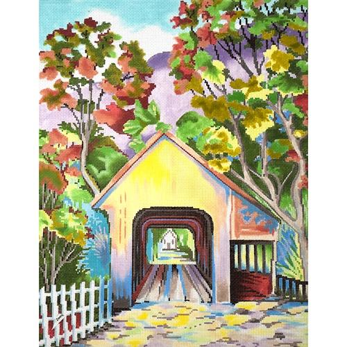 Covered Bridge Painted Canvas The Meredith Collection - 1