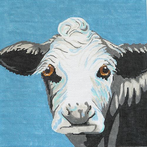Cow on Blue Painted Canvas The Meredith Collection - 1