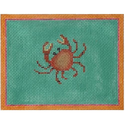 Crab on Green Box Insert Painted Canvas Vallerie Needlepoint Gallery 