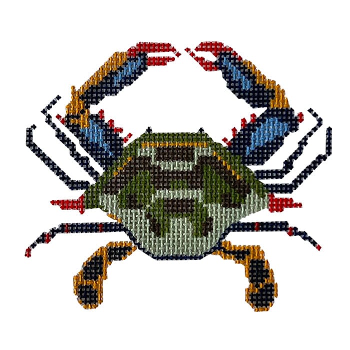 Crab Ornament Painted Canvas Susan Battle Needlepoint - 1