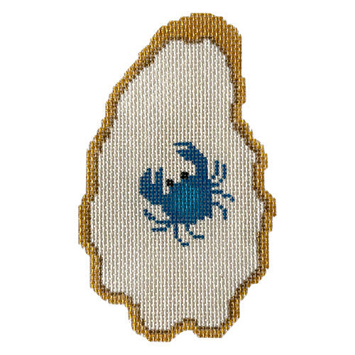 Crab Oyster Shell Painted Canvas Vallerie Needlepoint Gallery - 1