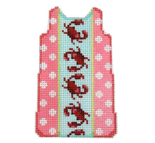Crab/Polka Dot Mini Shift Painted Canvas Two Sisters Needlepoint