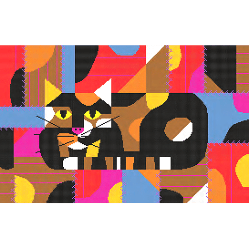 Crazy Cat on 13 Painted Canvas Charley Harper - 1