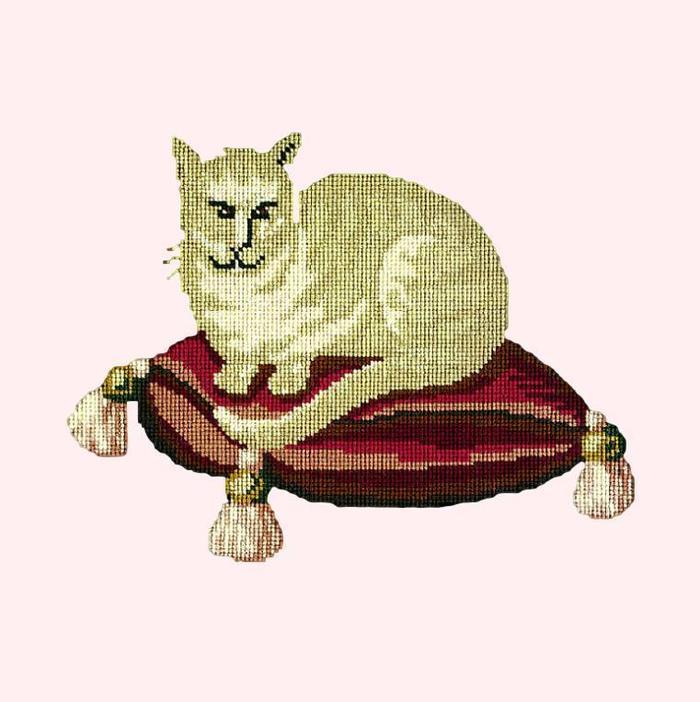 Cream Cat Needlepoint Kit Kits Elizabeth Bradley Design Cream