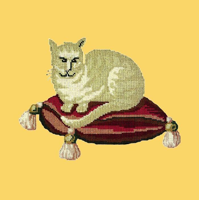 Cream Cat Needlepoint Kit Kits Elizabeth Bradley Design Sunflower Yellow 