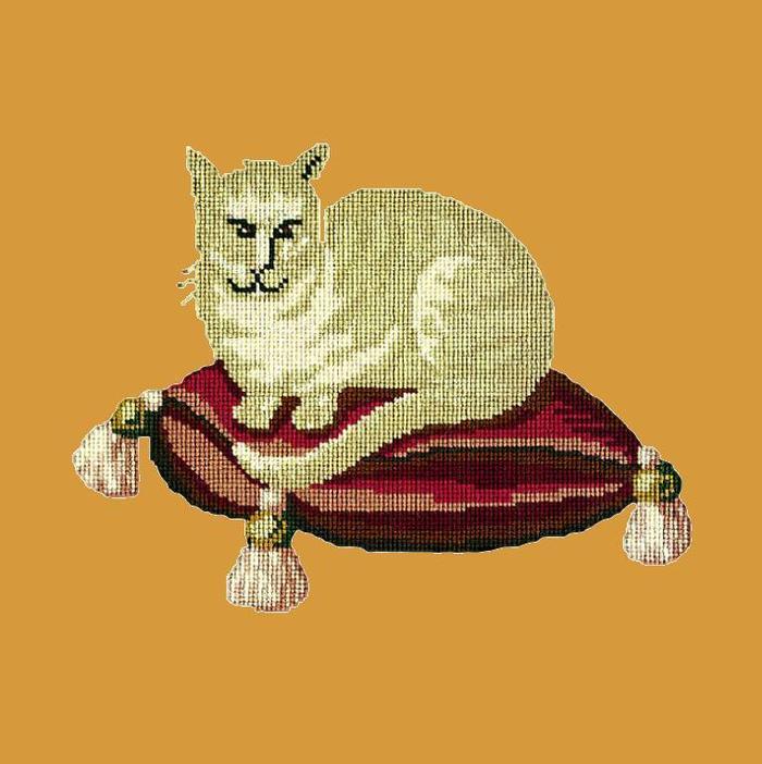 Cream Cat Needlepoint Kit Kits Elizabeth Bradley Design Yellow 