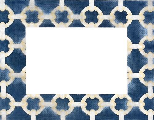 Cream / Navy Modern Link Frame Painted Canvas Associated Talents - 1