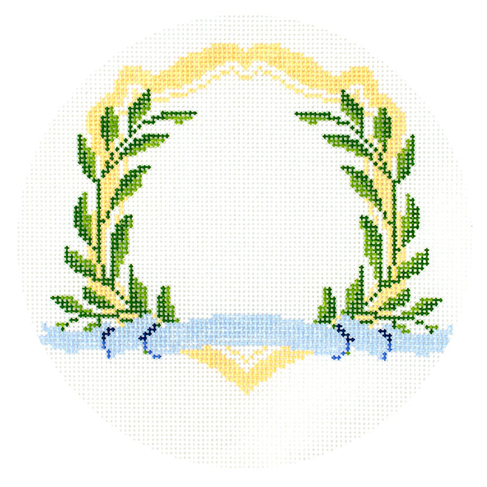 Crest with Ribbon Yellow Painted Canvas Penny Linn Designs - 1