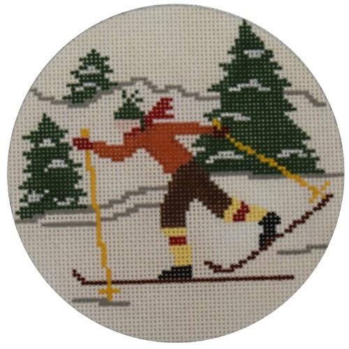 Cross Country Skier Painted Canvas CBK Needlepoint Collections - 1