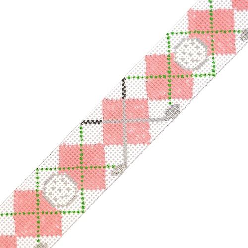 Crossed Clubs Argyle Belt Pink Painted Canvas The Meredith Collection - 1